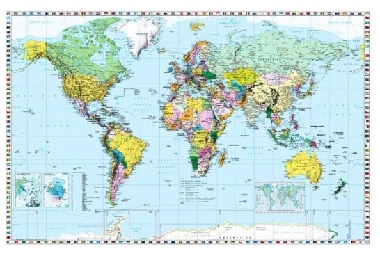 foto Sv�t politick� s vlajkami st�t�, 135�100 cm